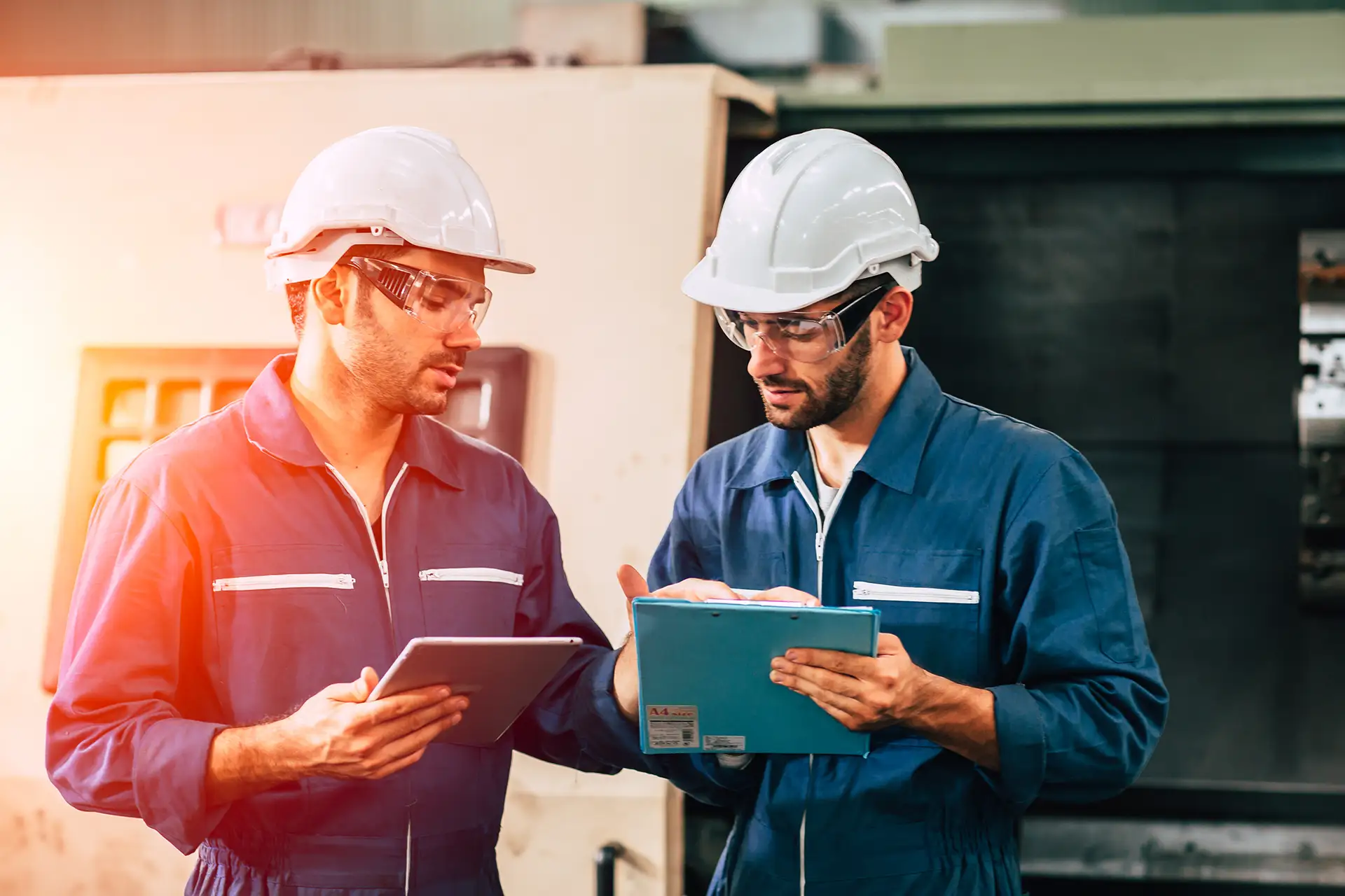 Arbeiter macht sich mit Stift und Papier Notizen